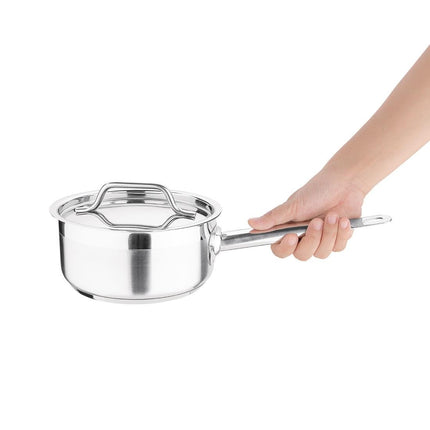 Stainless Steel Induction Saucepan 900ml 14cm with Lid | Nisbets Essentials 3