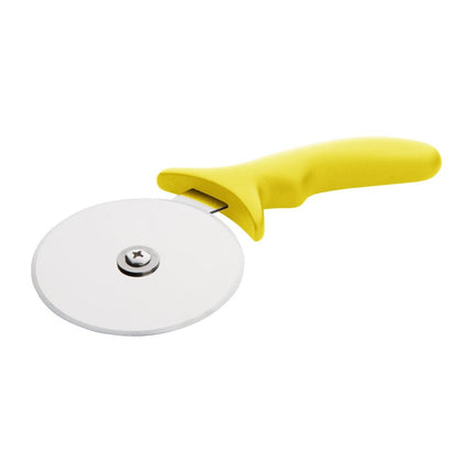 Stainless Steel Pizza Cutter with Yellow Handle | Hygiplas | 10cm Wheel 2
