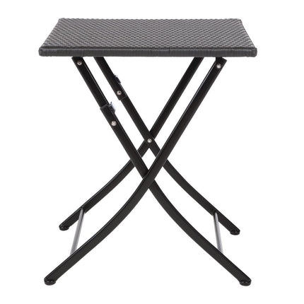 Square Foldable Poly Rattan Table Black 60cm | Bolero