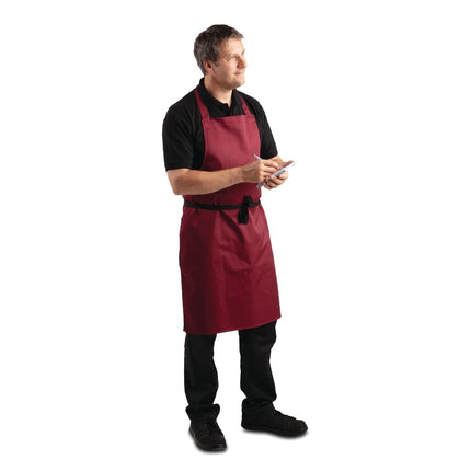 Polyester-Cotton Bib Apron Bordeaux | Whites 4