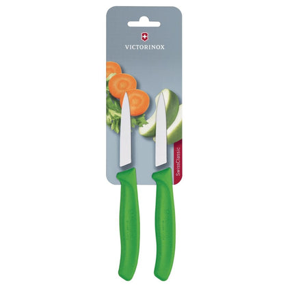 Paring Knives with Pointed Tip 8cm Green (2 pcs) | Victorinox