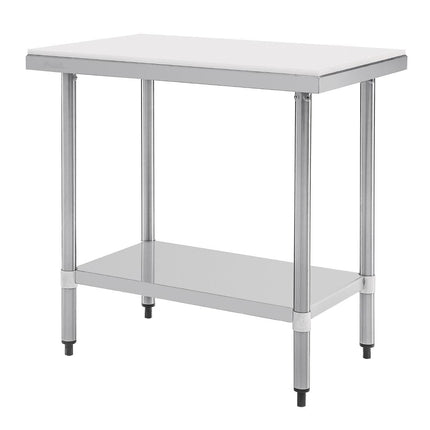 Stainless Steel Work Table with HDPE Reversible Cutting Board 90cm | Vogue 7