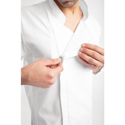 Unisex Long Sleeve Chef Jacket with Zipper White XS | Chef Works Urban Hartford 8