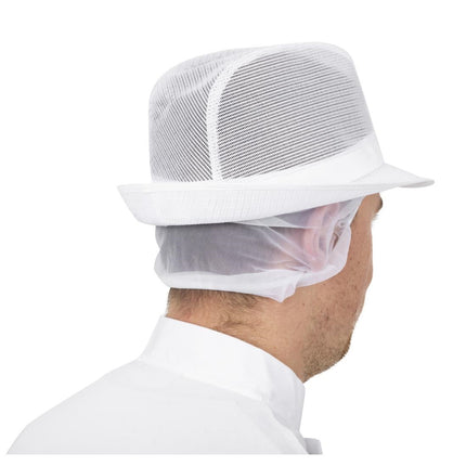 Trilby Hat with Hair Net White M | Lightweight Polyester 9