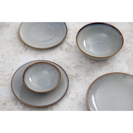 Grey Coupe Plates with Relief Edge 220mm | Olympia Drift | Porcelain 10
