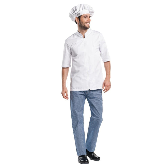 Short Sleeve Zip Chef Jacket White | Chaud Devant Monza