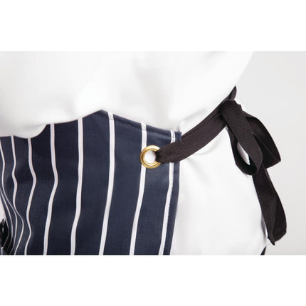 Striped Blue-White Polyester-Cotton Halter Apron with Pocket | Whites 7