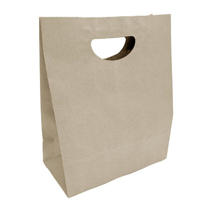 Large Brown Recyclable Paper Bags with D-Cut Handle | Fiesta | Pack 250