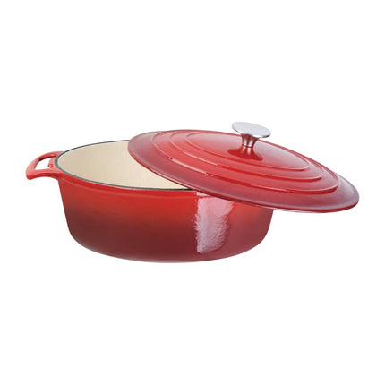 Oval Induction Cast Iron Casserole Red 6L | Vogue 4