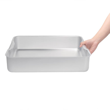 Extra Deep Aluminium Roasting Pan 100mm Depth with Integrated Handles | Vogue | 470mm 3