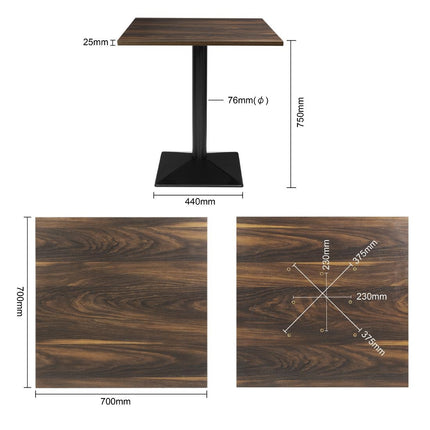 Square Table with Dark Wood Effect Top 700mm | Bolero Complete 6