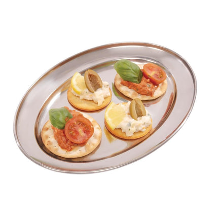 Oval Stainless Steel Serving Platter 25cm | Olympia 7