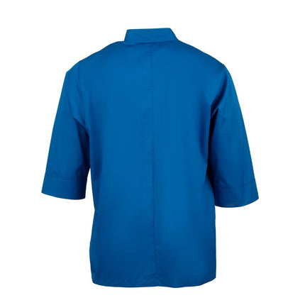 Unisex Blue Chef Jacket | Chef Works | L | Double-Breasted with 3/4 Sleeves | Polyester/Cotton Blend 6