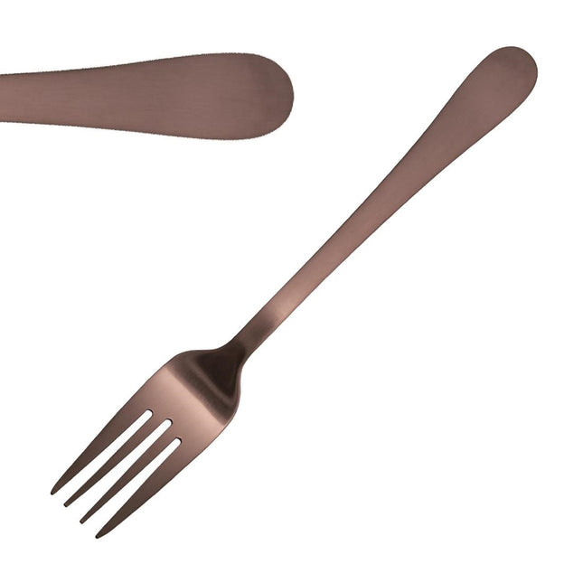 Copper Dessert Forks with Matte Finish | Olympia Cyprium | Set of 12