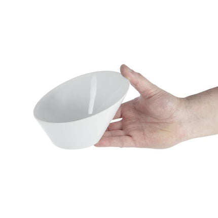 Oval Sloped Bowls 13.3x15.4cm White Porcelain (4 Pieces) | Olympia Whiteware 4