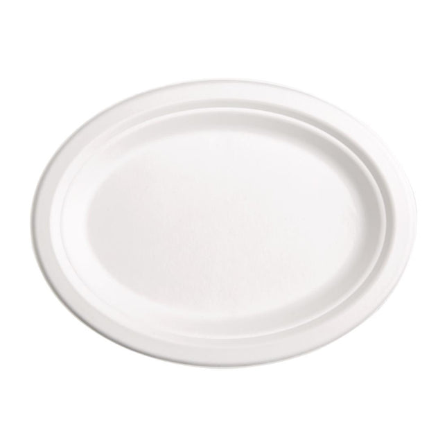 Compostable Oval Bagasse Plates 316mm | Fiesta 2