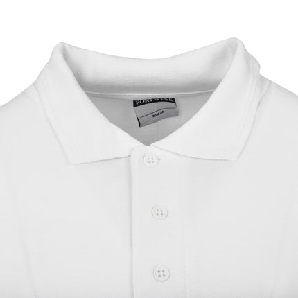 Unisex White Polo Shirt L | Durable Polyester/Cotton Piqué 6