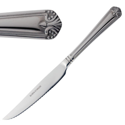 Jesmond Polished 18/0 Stainless Steel Steak Knives with Shell Motif | Olympia | 12 Pieces