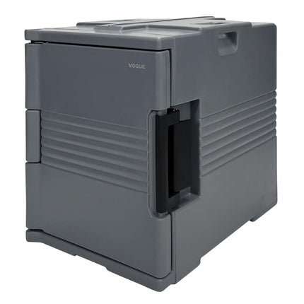 Heavy-Duty Thermo-Box 600 Front-Loading Food Transport Box Black | Vogue | 465x610x630mm