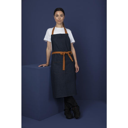 Blue Denim Halter Apron with Adjustable Neck and Double Pockets | Southside 2