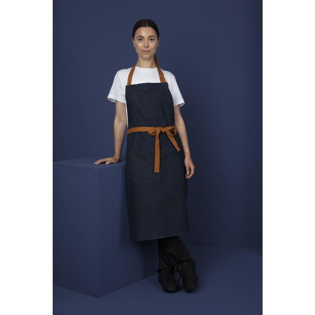Blue Denim Halter Apron with Adjustable Neck and Double Pockets | Southside 2