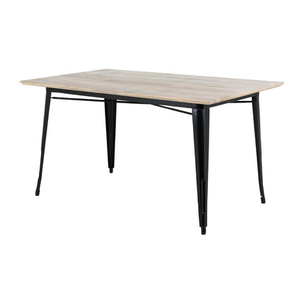 Bolero Bistro Dining Table with Mango Wood Top and Black Legs 1450mm