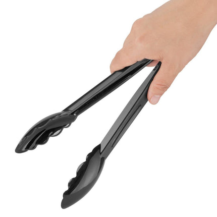 9" Black Polycarbonate Tongs | Nisbets Essentials | Set of 6 5