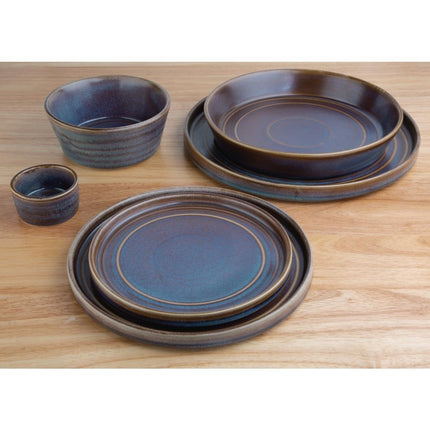 Flat Round Plates 18cm Blue-Brown Reactive Glaze | Olympia Cavolo 8