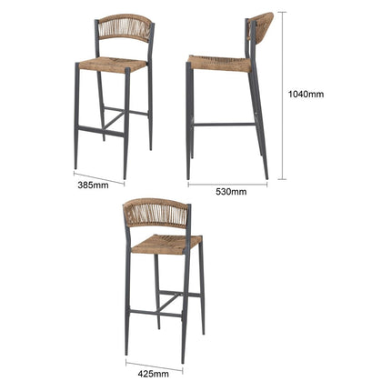 PE Woven Rattan Outdoor Bar Stools Natural | Bolero Eden | 2 Pieces 5