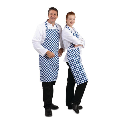 Polyester-Cotton Bib Apron Blue-White Checkered | Whites 7
