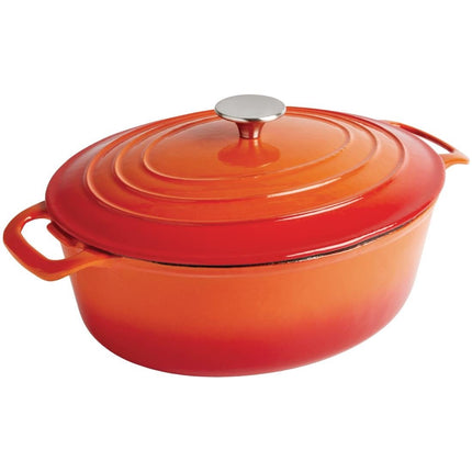 Oval Cast Iron Casserole Orange 5L | Vogue