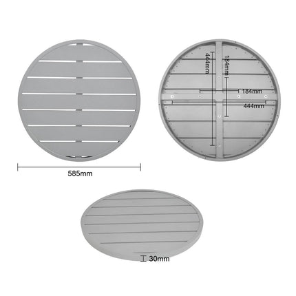 Round Light Grey Aluminium Tabletop 580mm | Bolero 5
