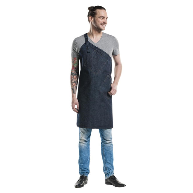 Skew predpasnik Blue Denim | Chaud Devant | Nastavljiv trak za okoli vratu, industrijsko pralni