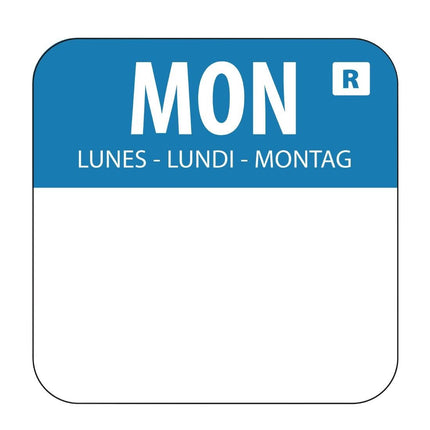 Removable Blank Food Labels Monday | Hygiplas | 1000 Pieces