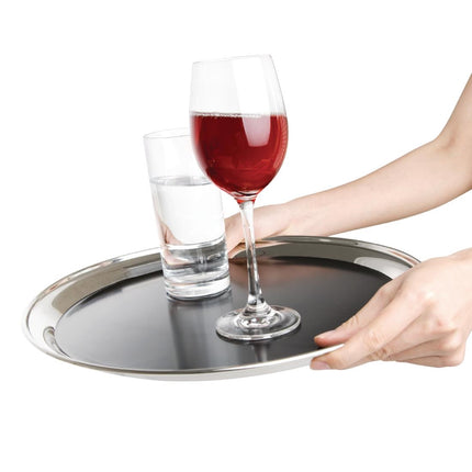 Round Stainless Steel Anti-Slip Serving Tray 30.5cm | Olympia 4