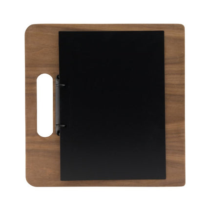 Walnut Wooden Menu Board with Black Powder-Coated Ring Binder | Securit Walnut Range 4