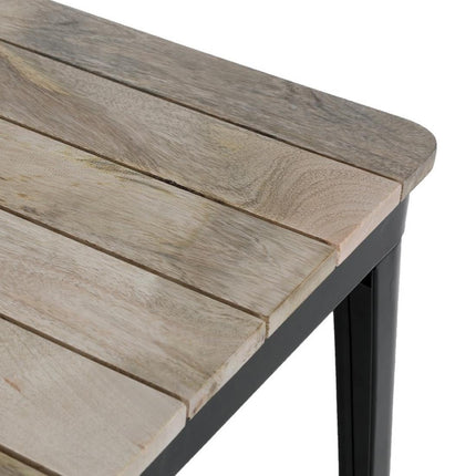 Bolero Bistro Dining Table with Mango Wood Slatted Top and Black Legs | 650mm 5
