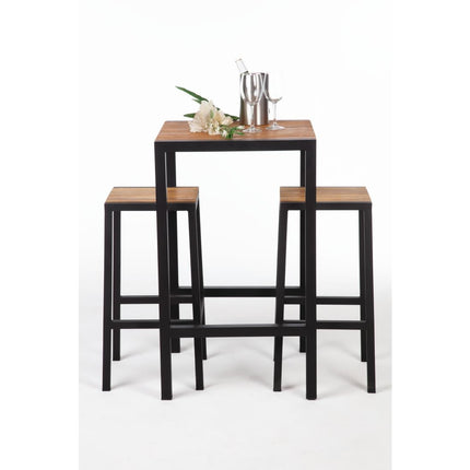 Square Bar Table 600mm Powder-Coated Steel and Acacia Wood | Bolero 8