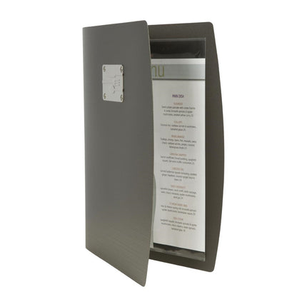 A4 Menu Holder with Stainless Steel Plate | Securit Rio | Black 2
