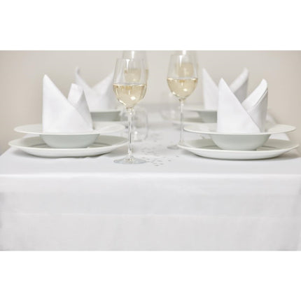 Satin Band White Tablecloth | Egyptian Cotton | 178x178 cm 2