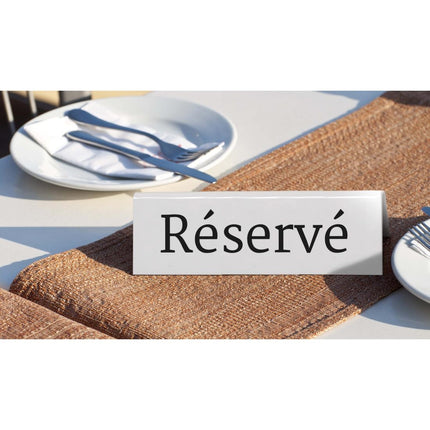 Reserved Table Stand White Acrylic Black Text French | Securit | Pack of 5 4
