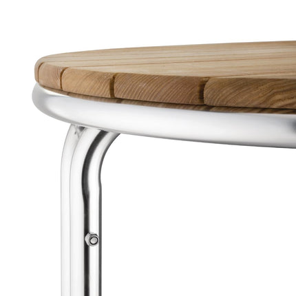 Bolero Round Ash Wood and Aluminium Table 60cm 4