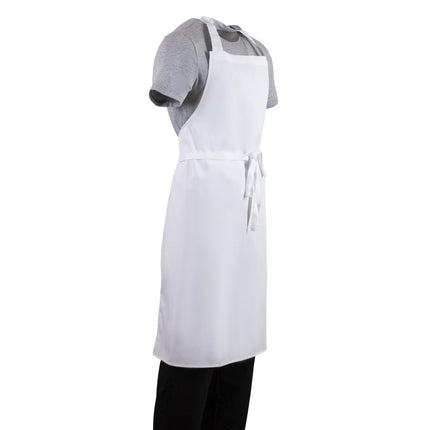 White Polyester-Cotton Bib Apron XL | Whites 2
