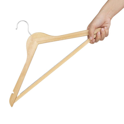 Natural Wooden Hangers with Antislip Trousers Bar | Bolero 4