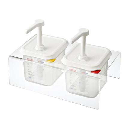 Transparent Sauce Dispensers GN 1/6 2.6L | Araven | Set of 2 | With Acrylic Stand