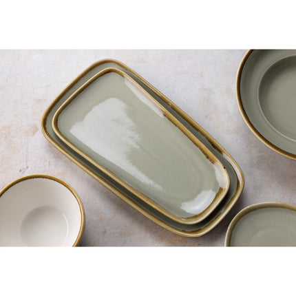 Mos Green Large Kiln Porcelain Serving Bowls 33.5 cm | Olympia | 4 Pieces 5