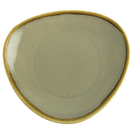 Triangular Plates 28cm Mos Green | Olympia Kiln Collection | Set of 4