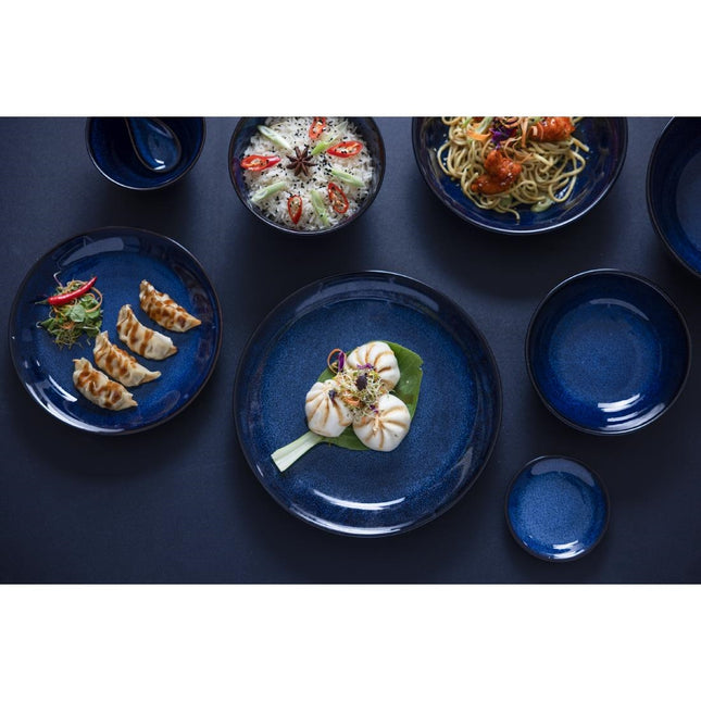 Midnight Blue Reactive Glaze Footed Bowls 205mm | Olympia Luna | Stoneware 2