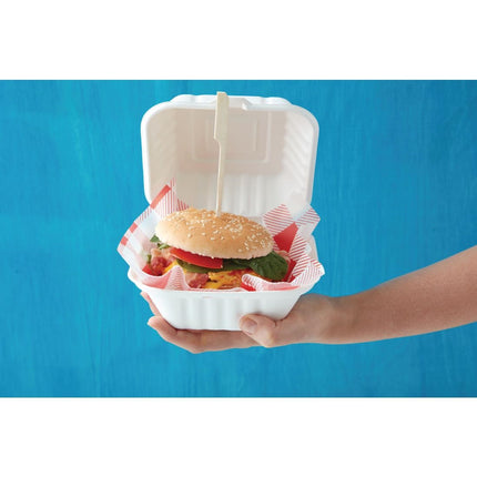 Compostable Bagasse Hamburger Boxes with Hinged Lid 152mm | Fiesta 4