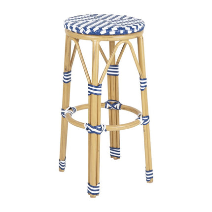 PE Rattan Bar Stools Blue | Bolero Parisian Style (2 Pack)